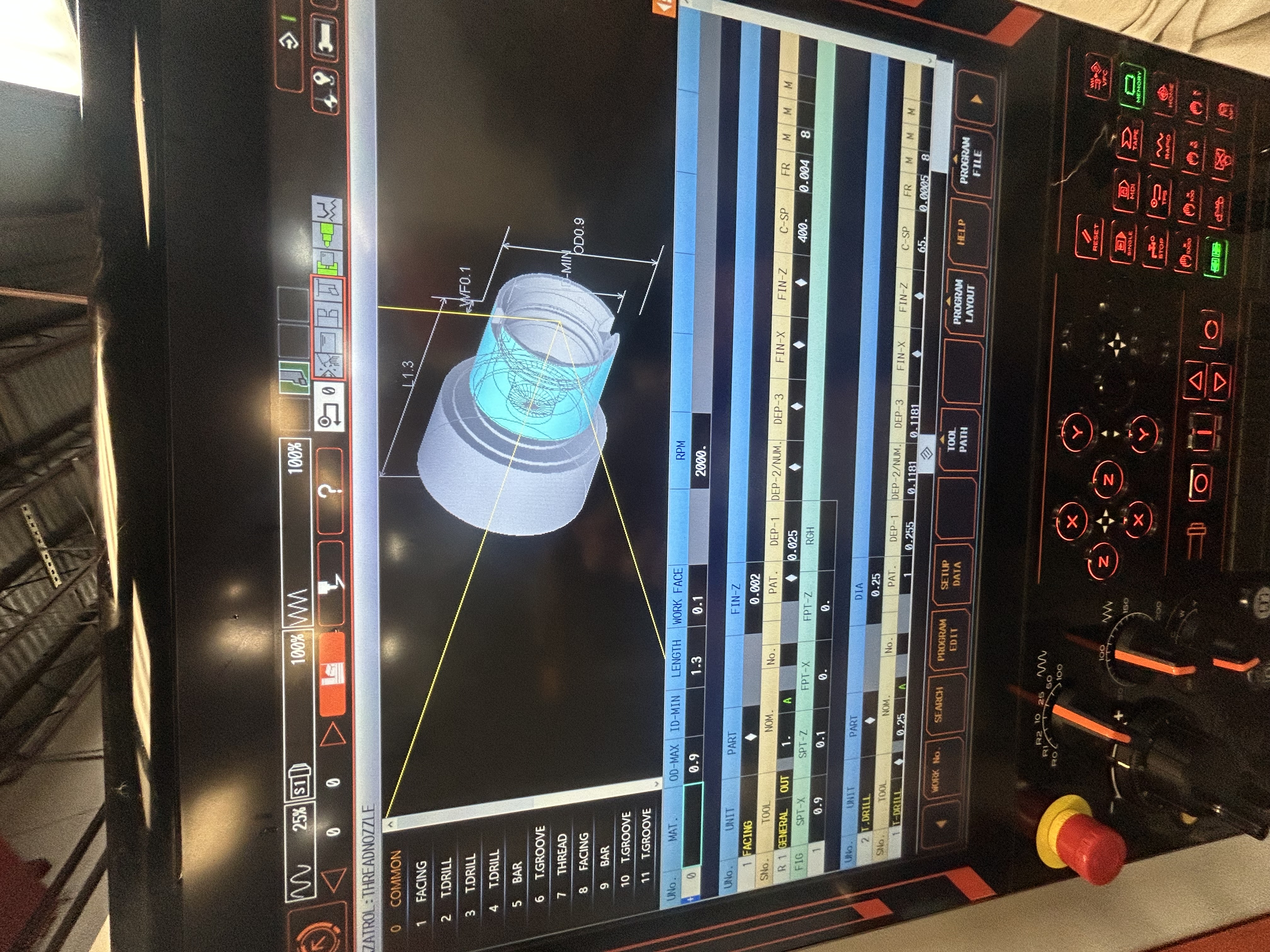Mazatrol conversational program for the threaded body