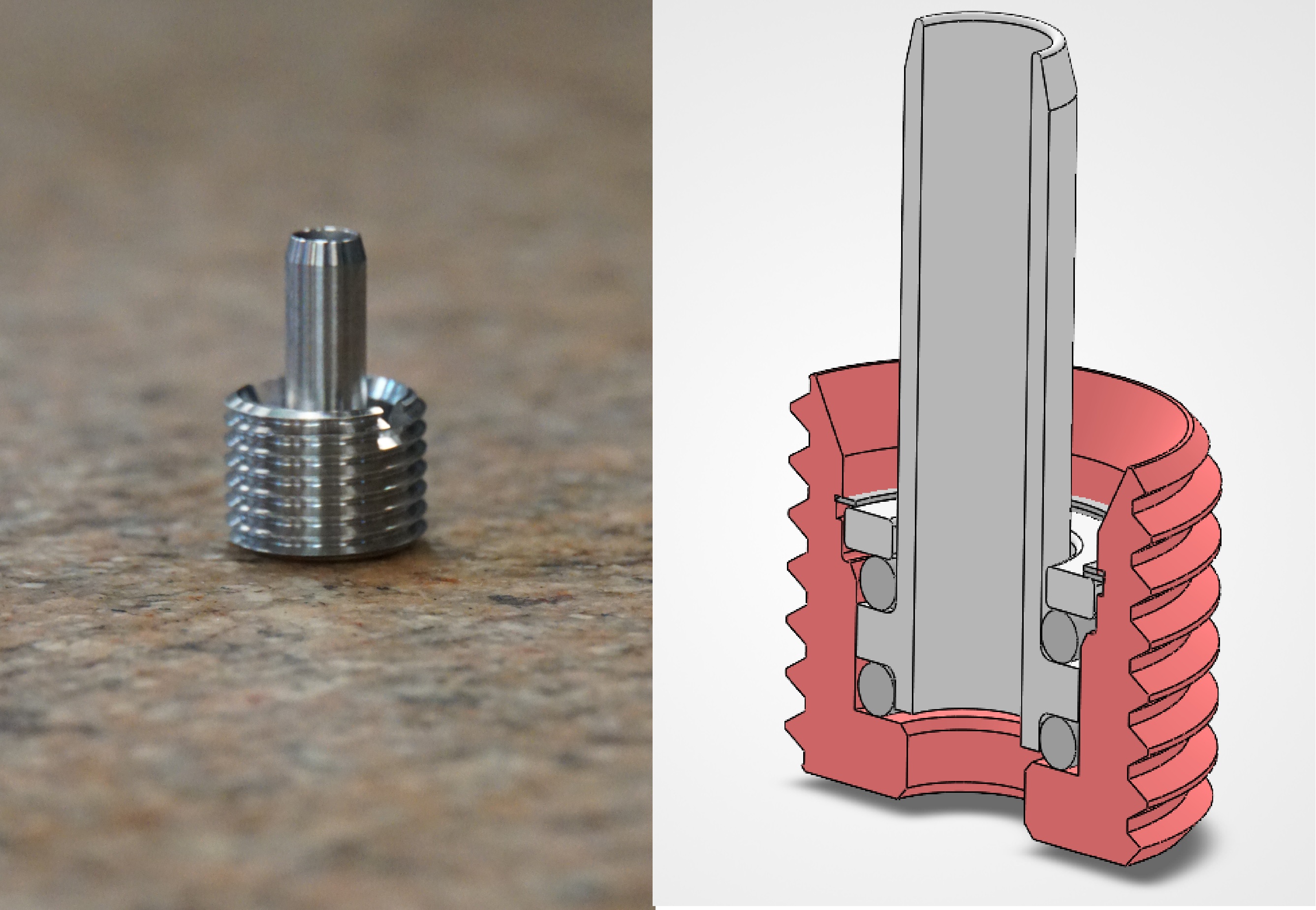 CAD model vs real machined component side-by-side comparison
