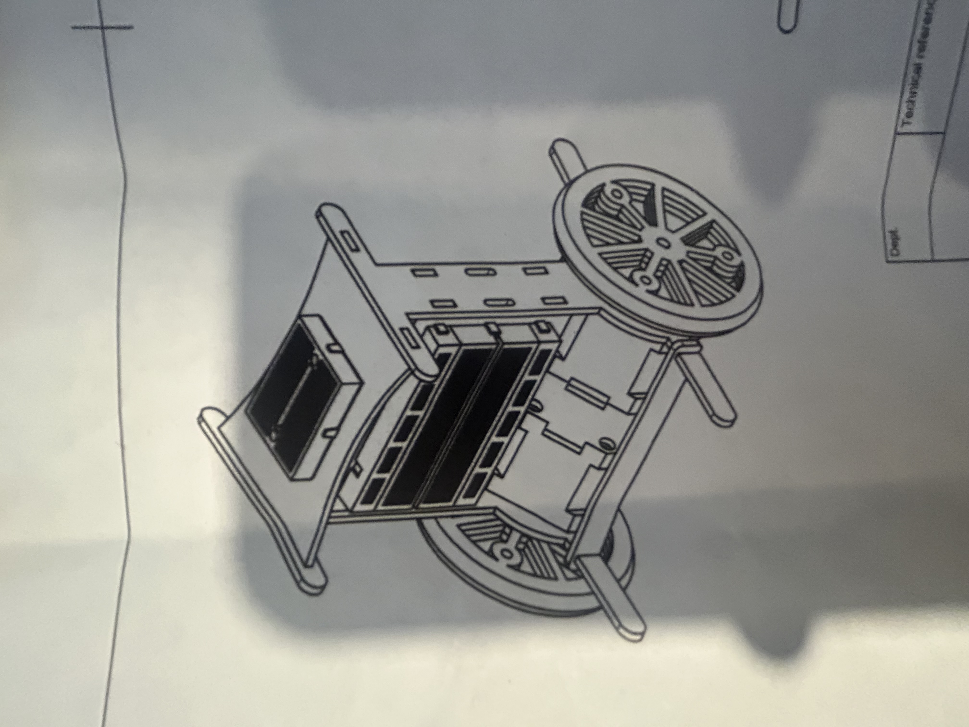 Mechanical design drawing of the self-balancing robot chassis