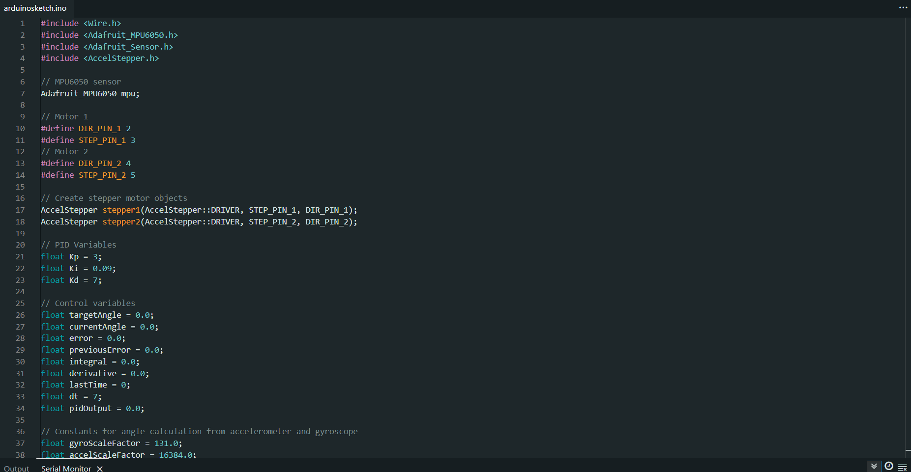 Firmware source code — main control loop
