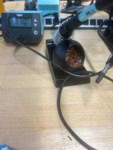 Soldering setup during sensor prototype assembly